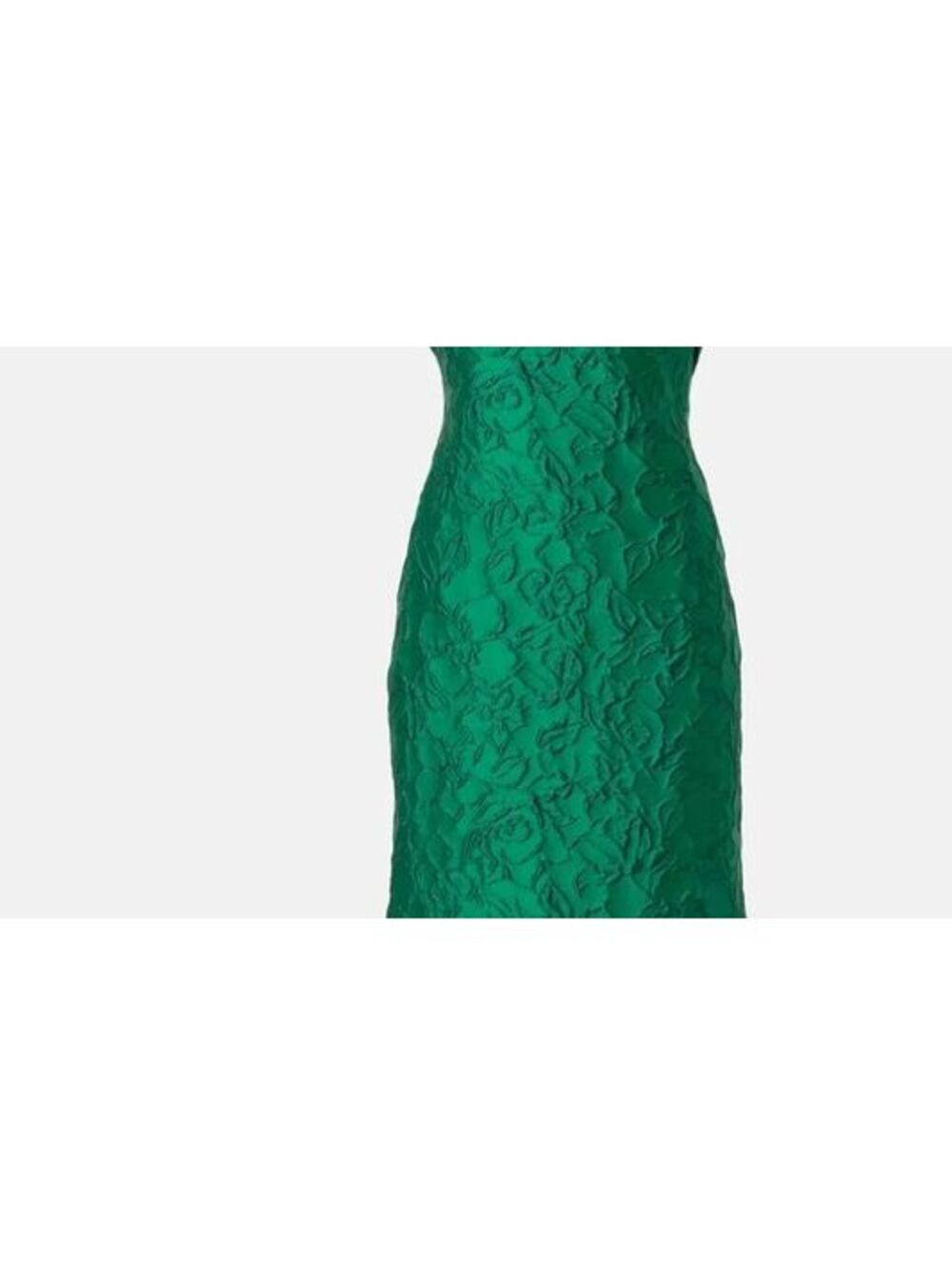 Badgley Mischka Sz 4 Emerald Green Jacquard Cocktail Midi Dress Draped $550 - Picture 6 of 6